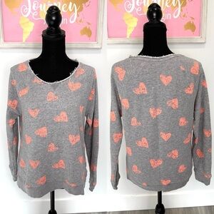 Seventeen Heart Print Gray Sweater (L)